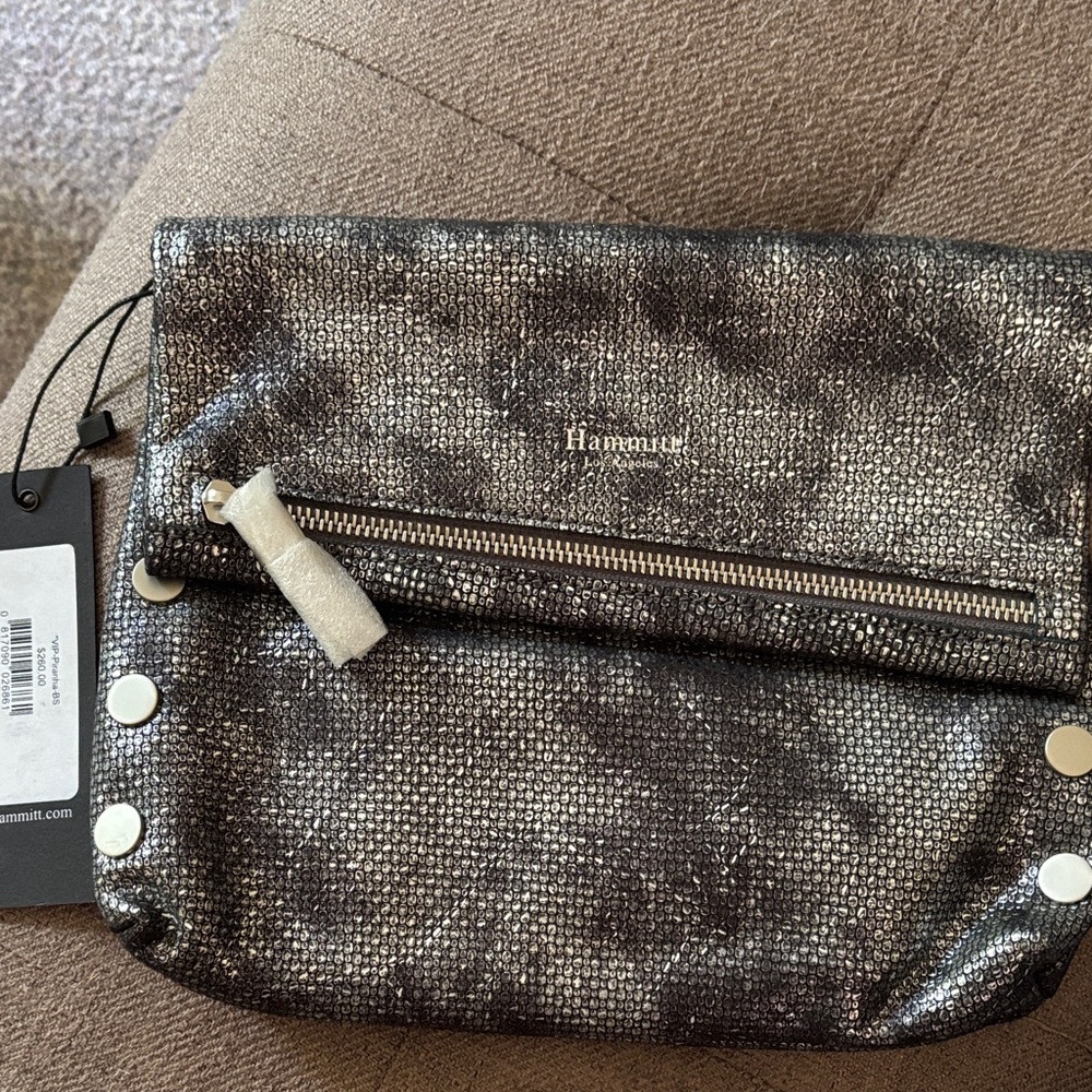 Hammitt Metallic Black and Silver Clutch